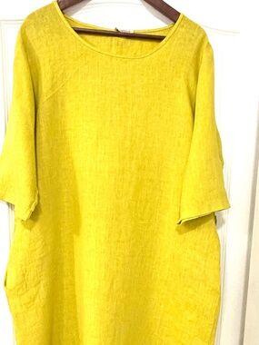 Marisa & Marie Italy 100% Linen Oversized Midi Shift Dress M